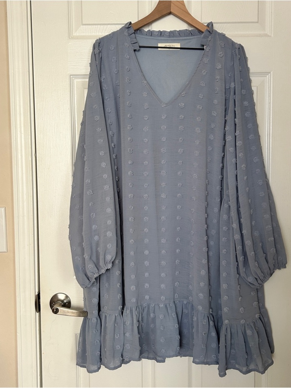 A Beautiful Soul Blue Ruffle Shift Dress Size 3X